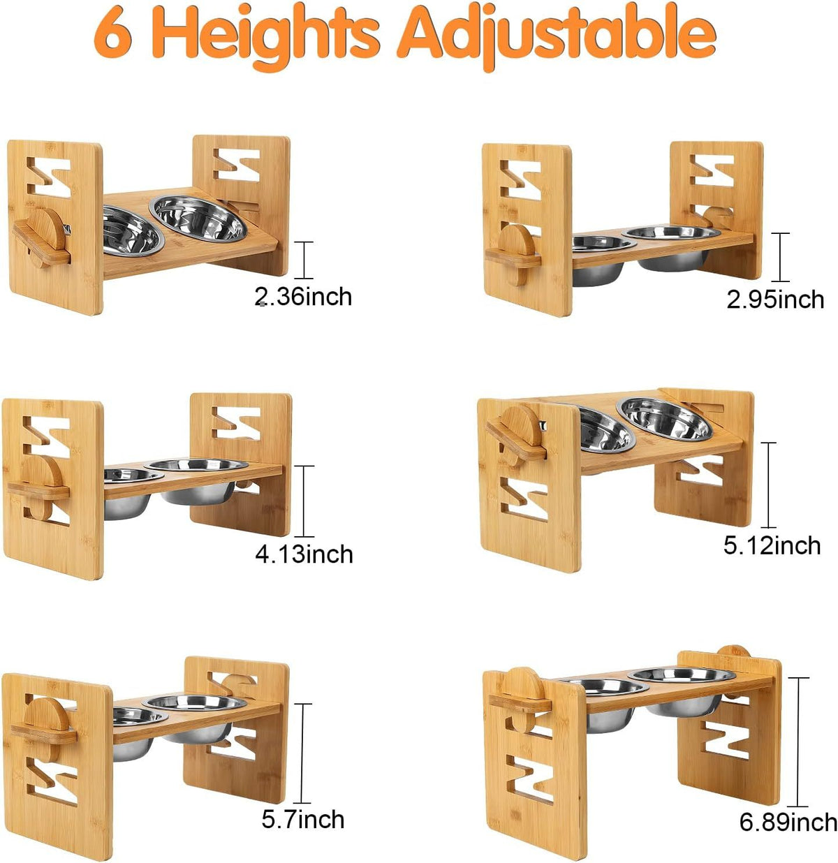 Raised bamboo feeder height settings